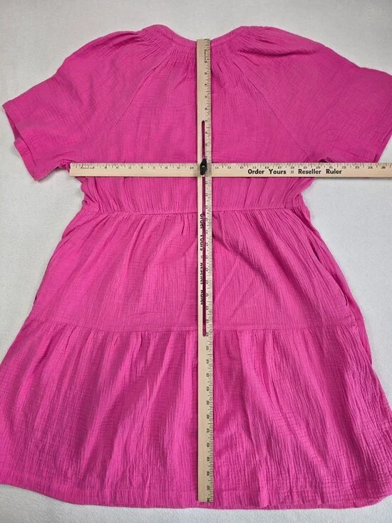 Gap Pink Tiered Short Sleeve 100% Cotton Dress M NEW - Picture 5 of 5